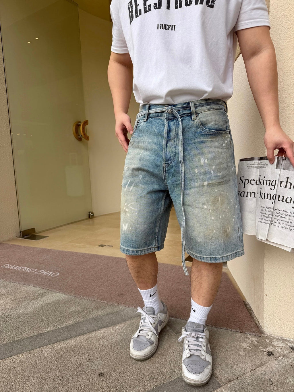 2026 New GS Ink-Washed Denim Shorts (CC956-B00)
