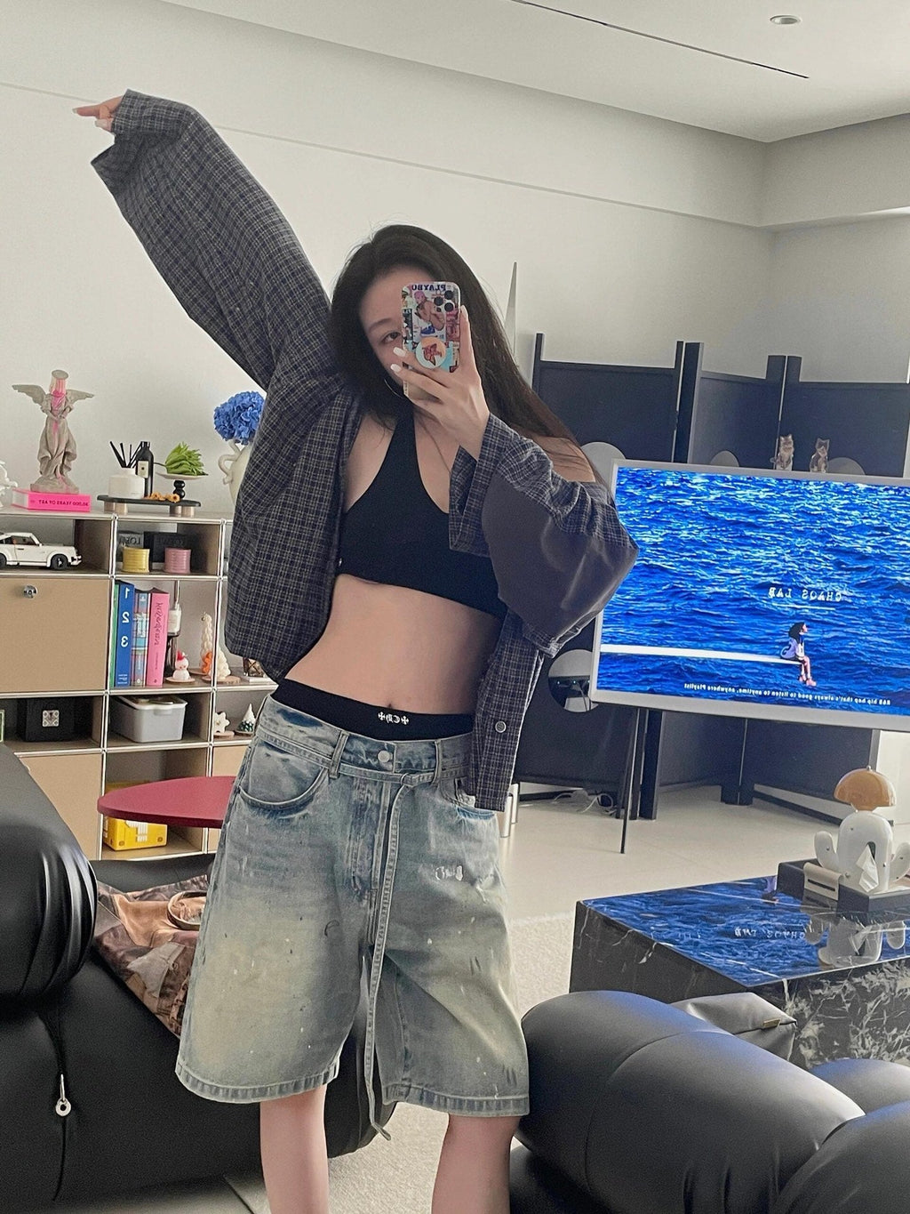 2026 New GS Ink-Washed Denim Shorts (CC956-B00)