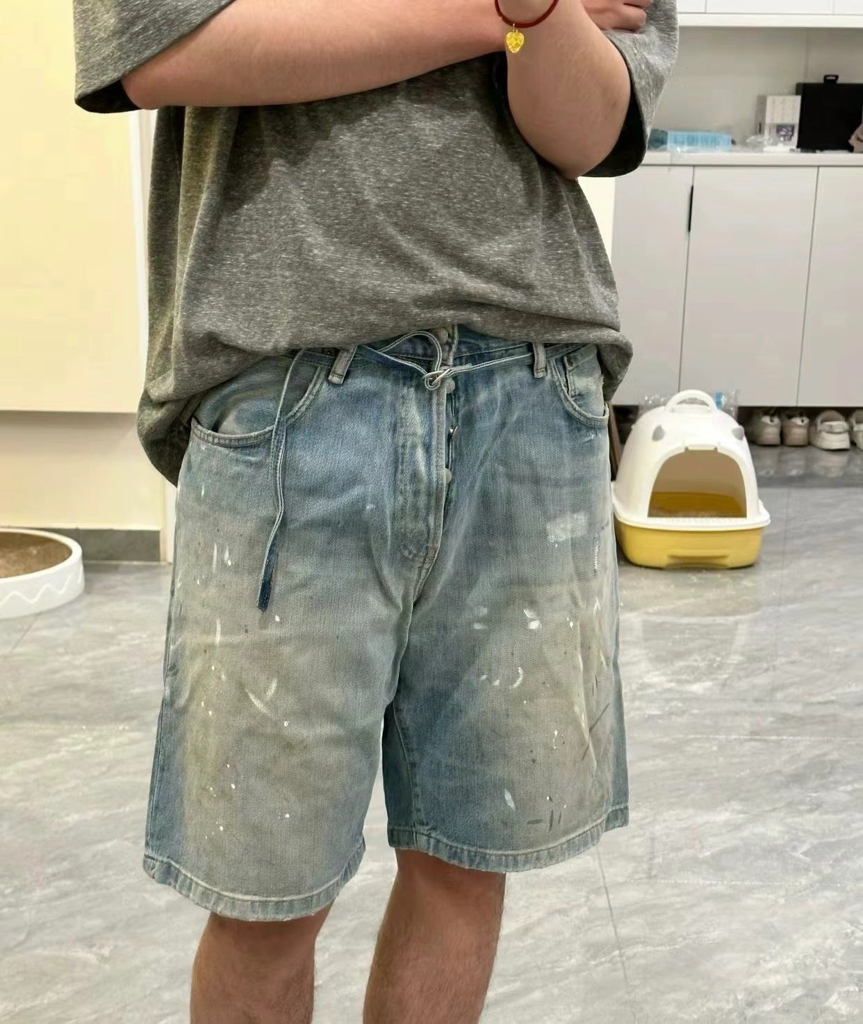2026 New GS Ink-Washed Denim Shorts (CC956-B00)