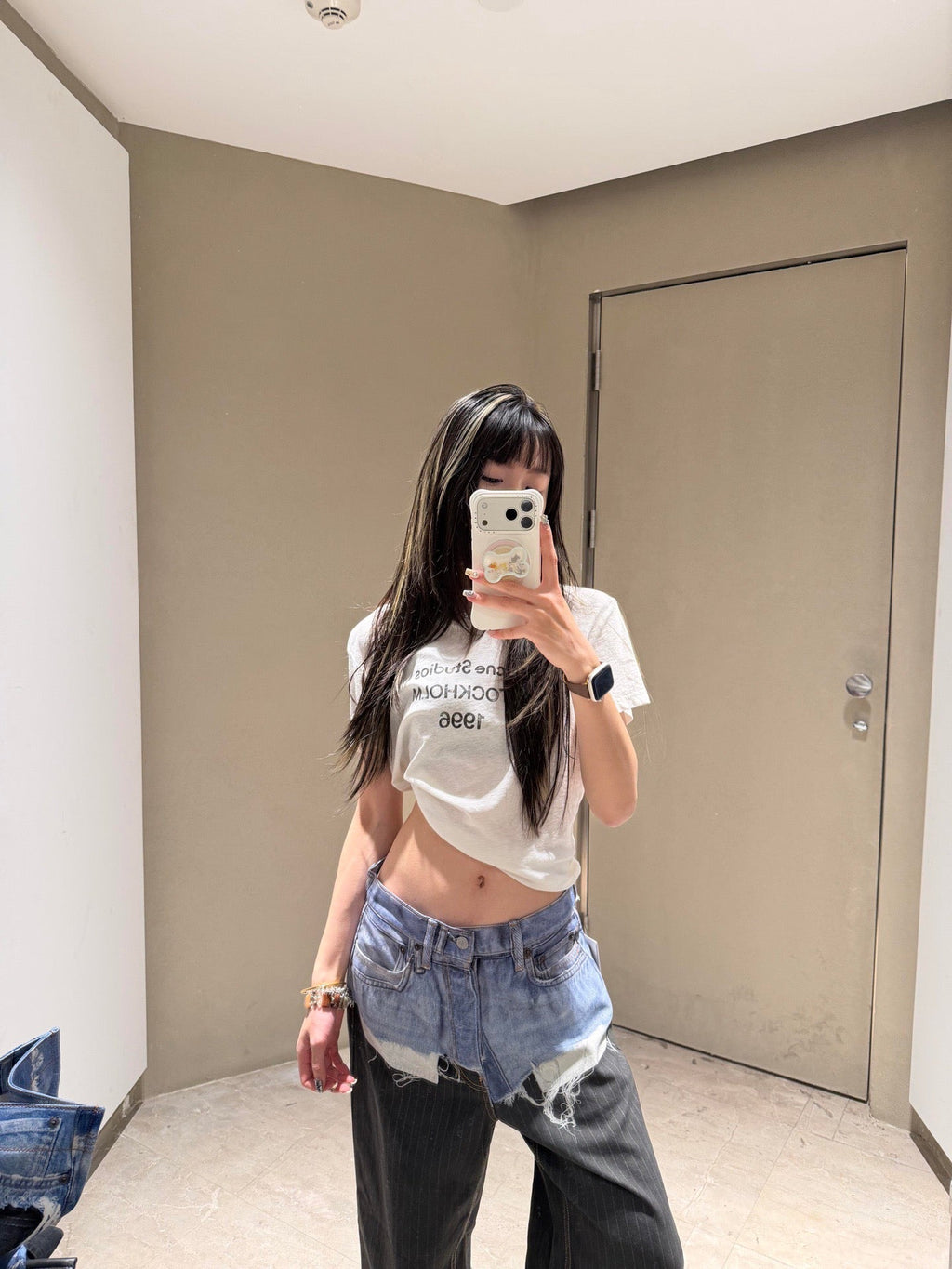 2026 Women's GS Optical Illusion Striped Dyed Jeans (FF715)