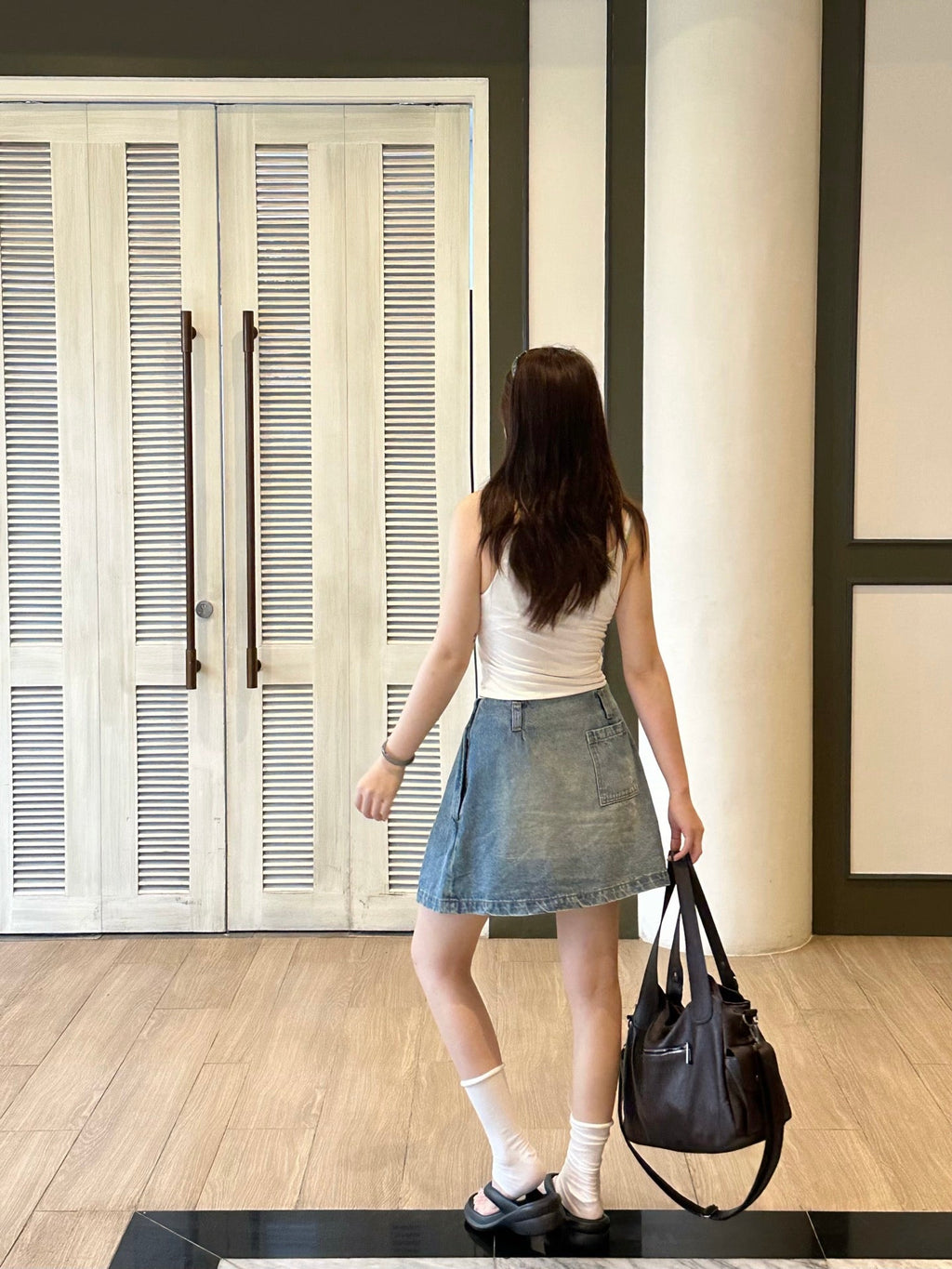 2026 Women’s GS Leather Denim Mini Skirt (EE417)