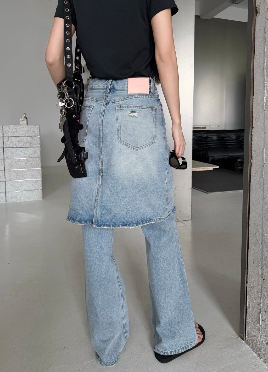 2026 Women's GS Fake Two-Piece Denim Skirt Pants (FF751)