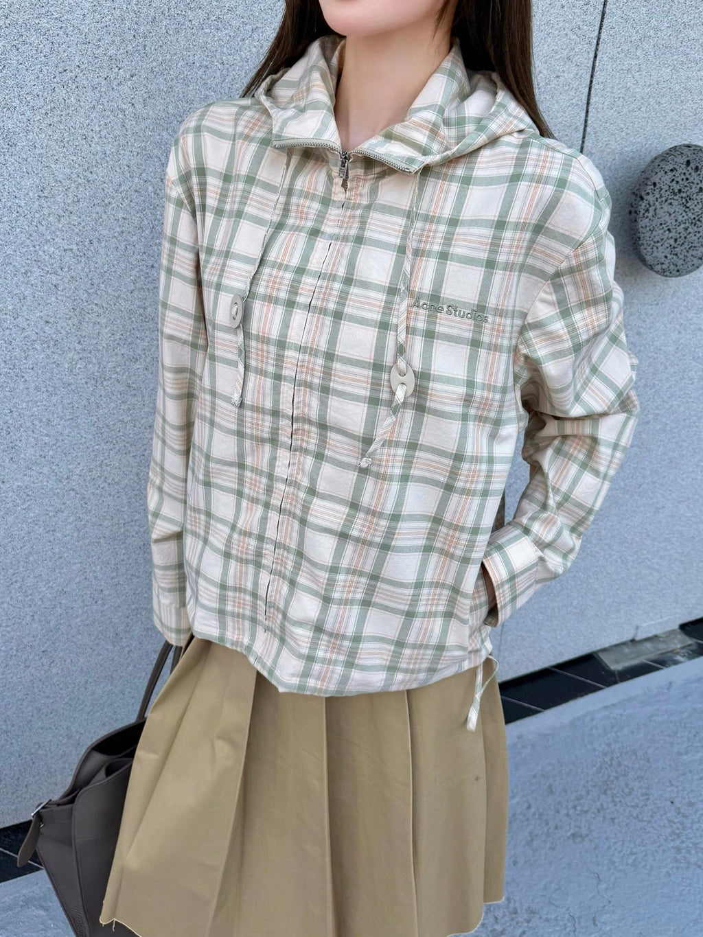 2026 Women's GS Embroidered Checkered Hooded Jacket (FF762)