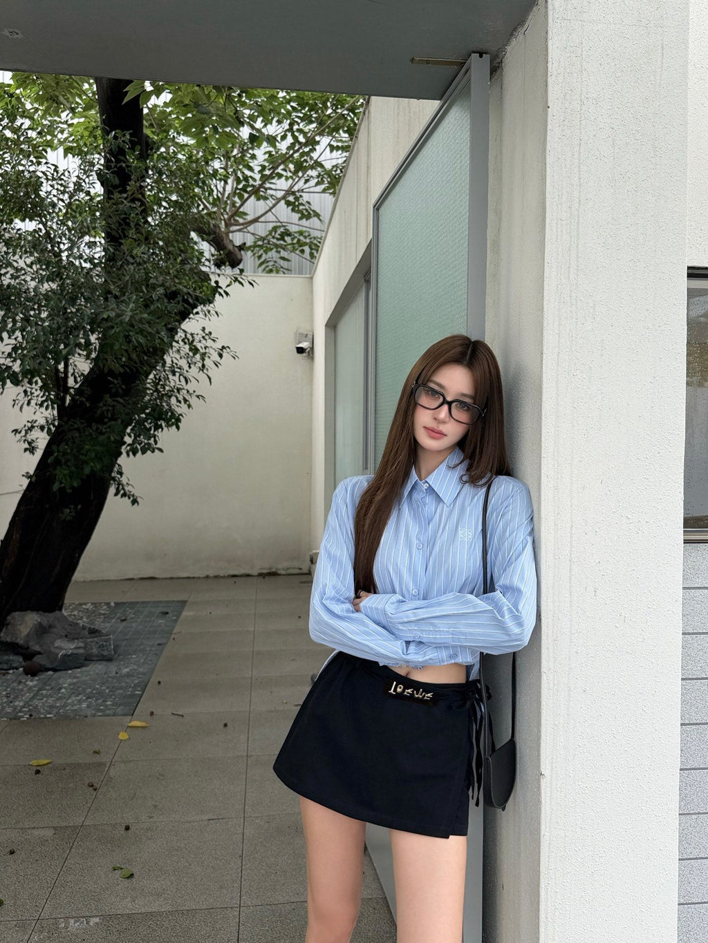 2026 Women's GS Embroidered Striped Laced Shirt (FF776)