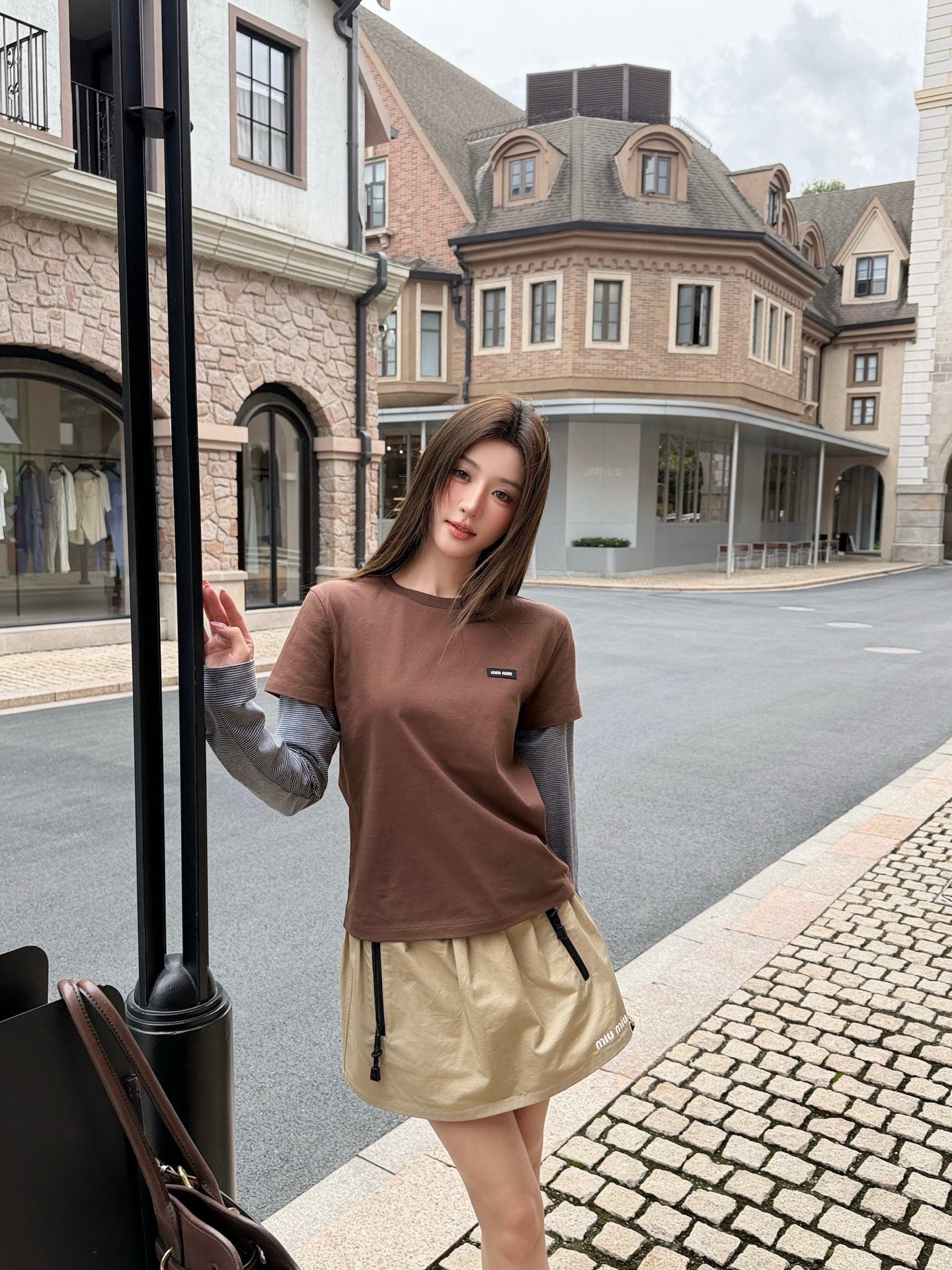 2026 Women's GS Logo Striped Fake Two-Piece Long-Sleeved (FF798)