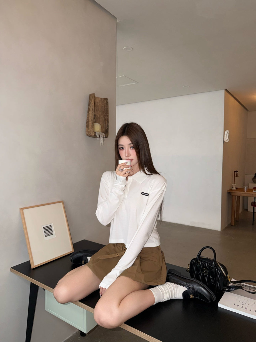 2026 Women's GS Logo Polo Shirt Long Sleeve (FF786)