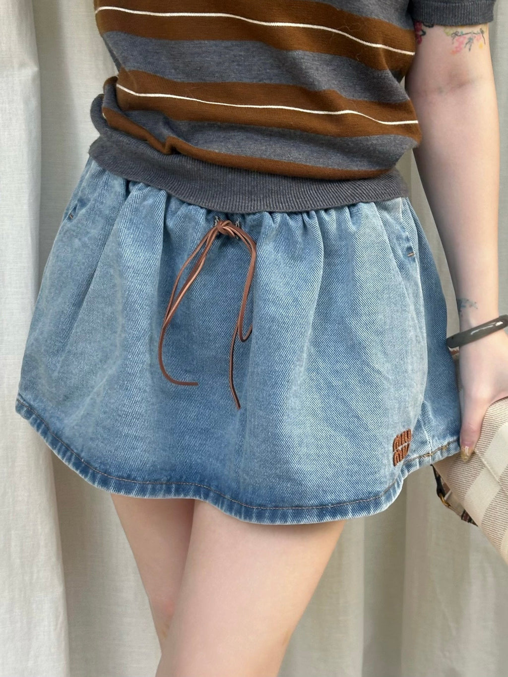 2026 Women's GS Logo Denim Short Skirt (EE432)
