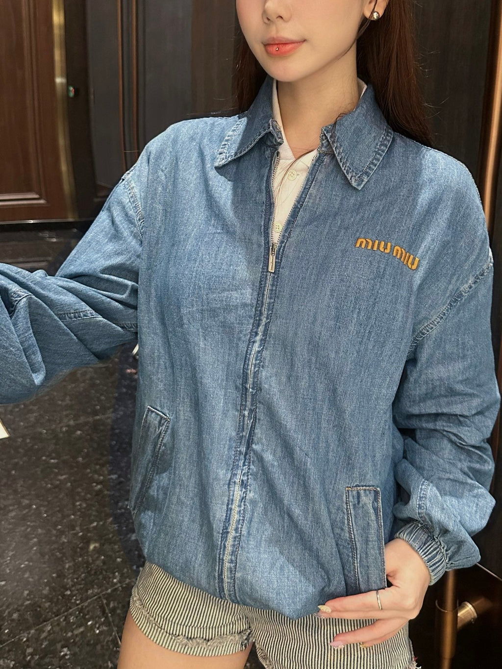 2026 Women's GS Embroidered Logo Denim Jacket (EE433)