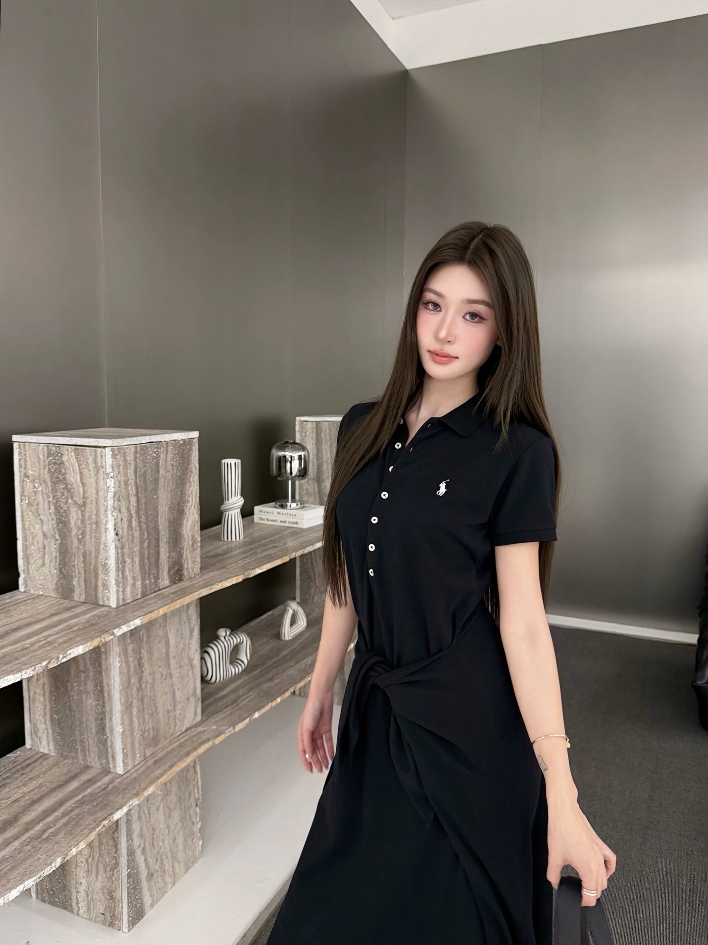 2026 Women's GS Embroidered Polo Neck Dress (FF785)