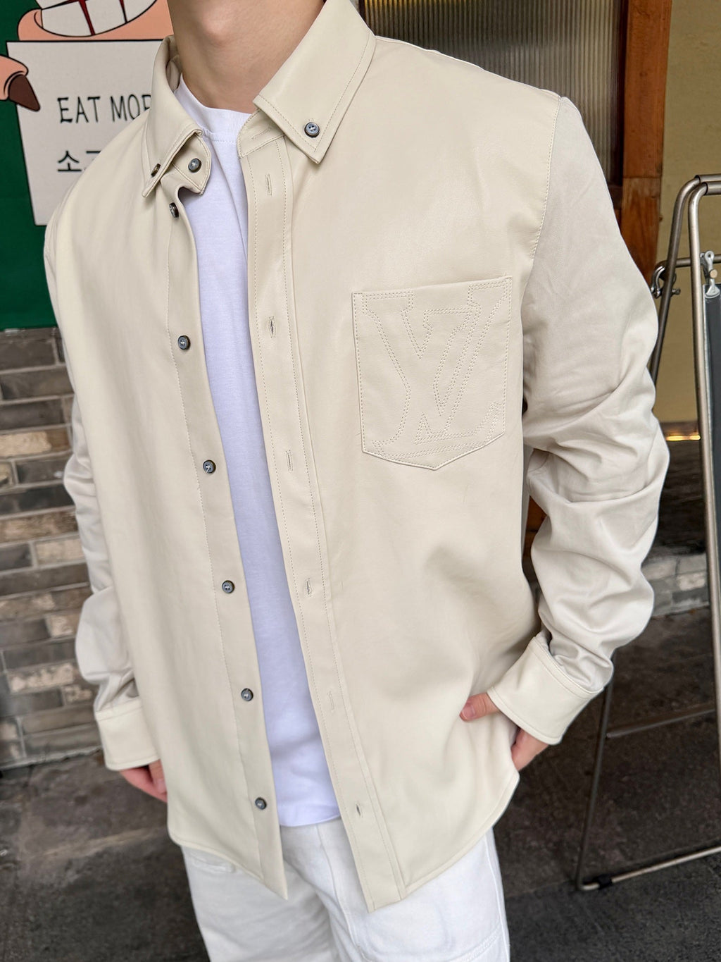2026 New Model GS Logo Embroidered Single-Button Leather Jacket (AA663-B80)