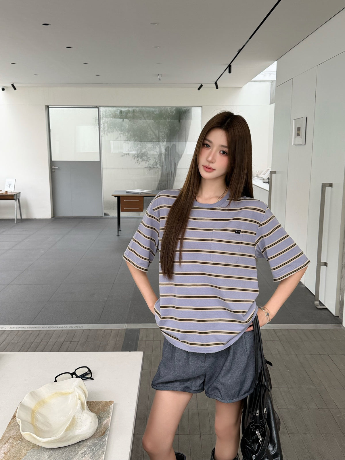 2026 Women's GS Logo Striped Short Sleeve (FF791)