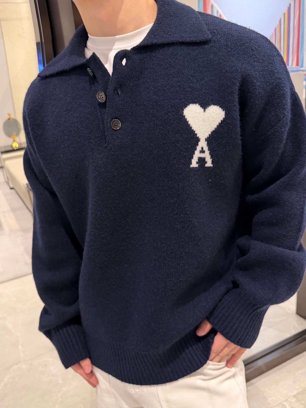 2026 New Model GS Heart Patterned Knitted Polo Shirt (AA648-B25)