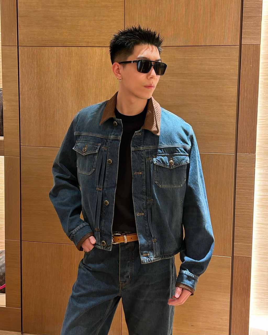 2026 New Model GS Leather Detail Denim Jacket (BB872-C25)