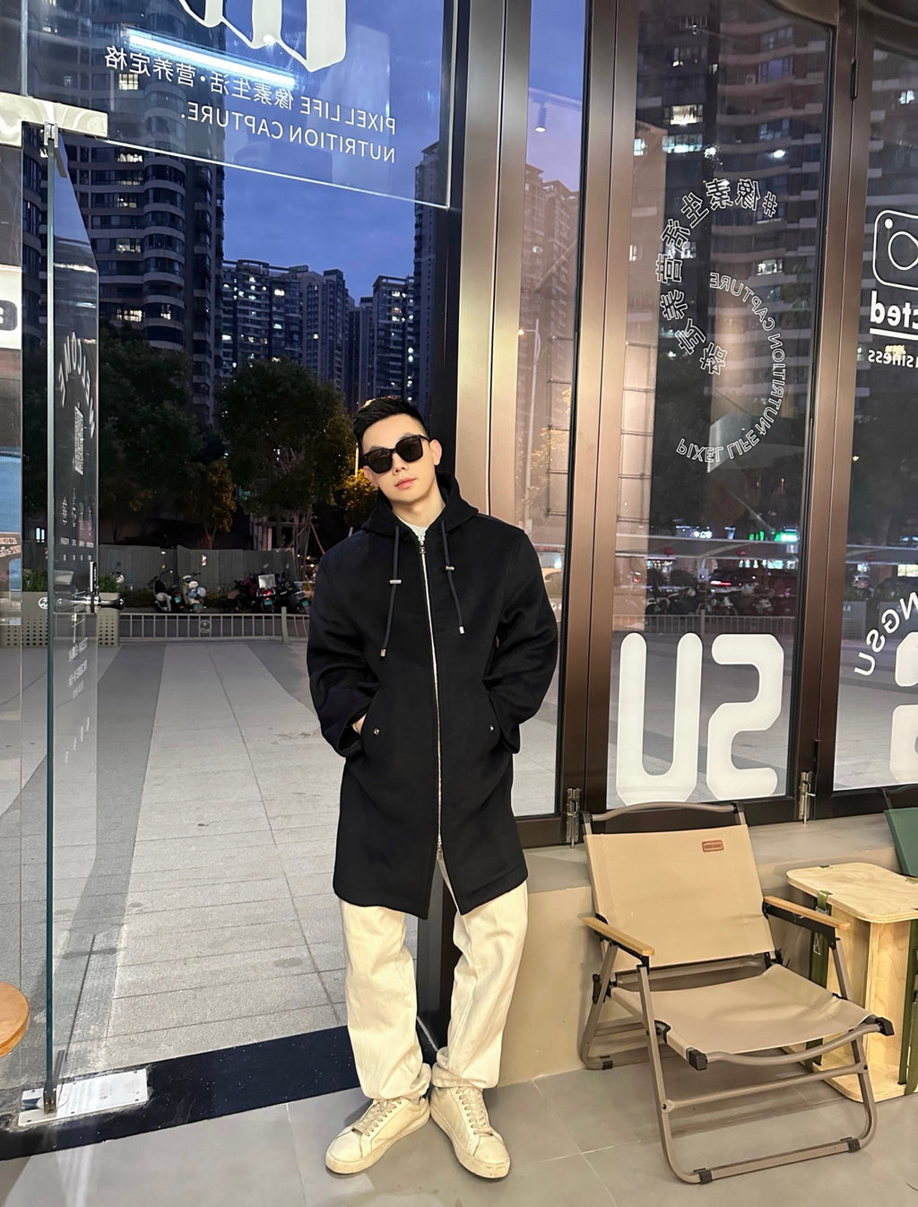 2026 New Style GS Leather Label Hooded Long Coat (25393-D40)