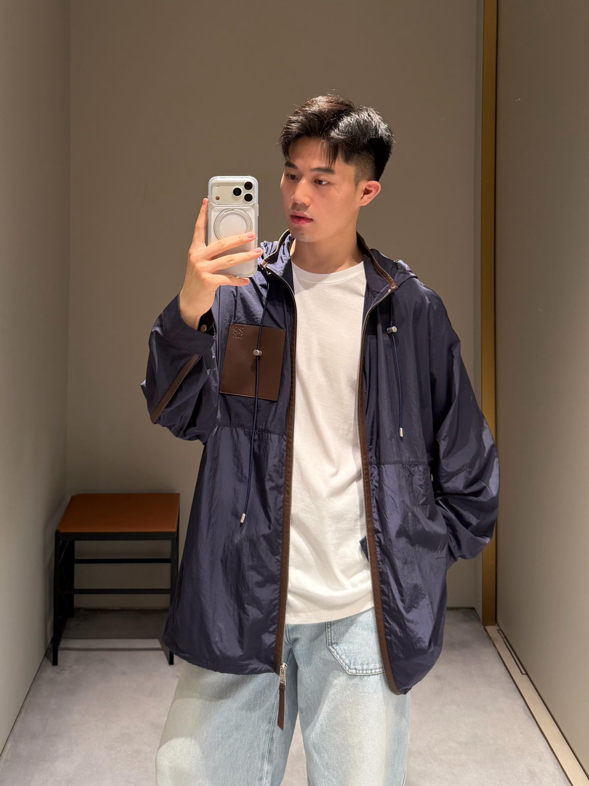 2026 New Style GS Leather Patched Hooded Coat (AA639-C25)