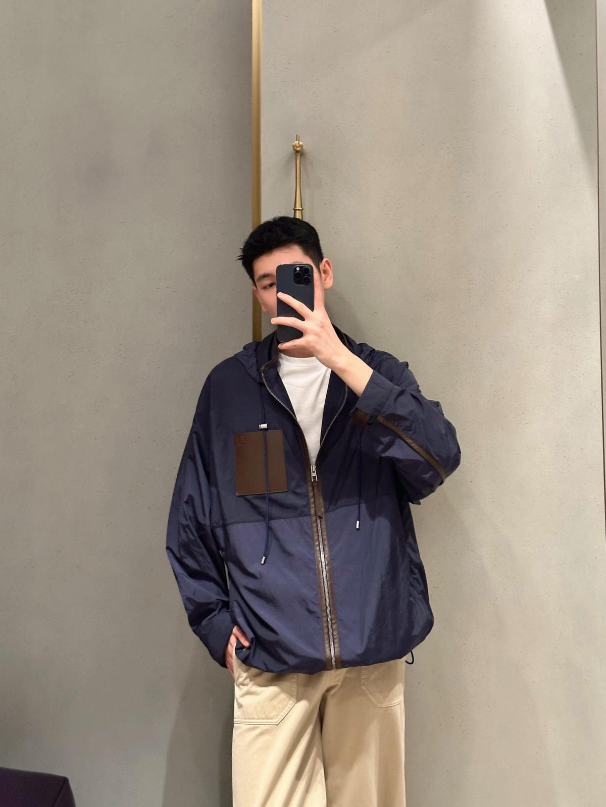 2026 New Style GS Leather Patched Hooded Coat (AA639-C25)