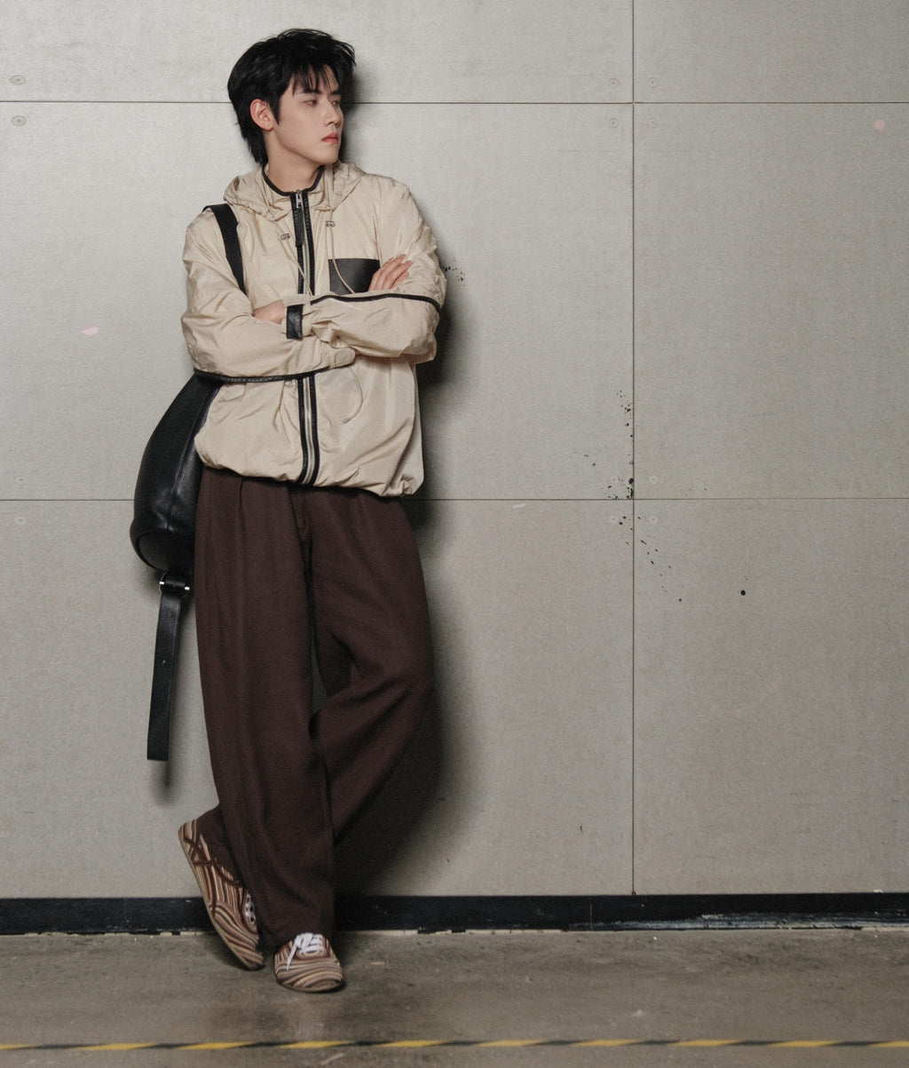 2026 New Style GS Leather Patched Hooded Coat (AA639-C25)