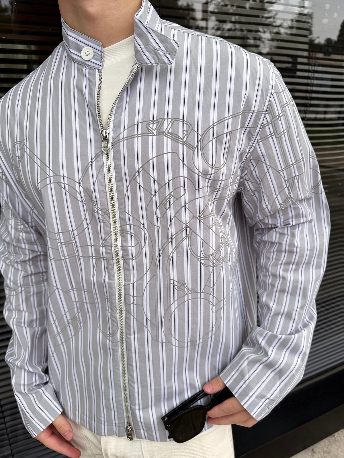 2026 new GS logo printed striped coat (BB4009-C00)