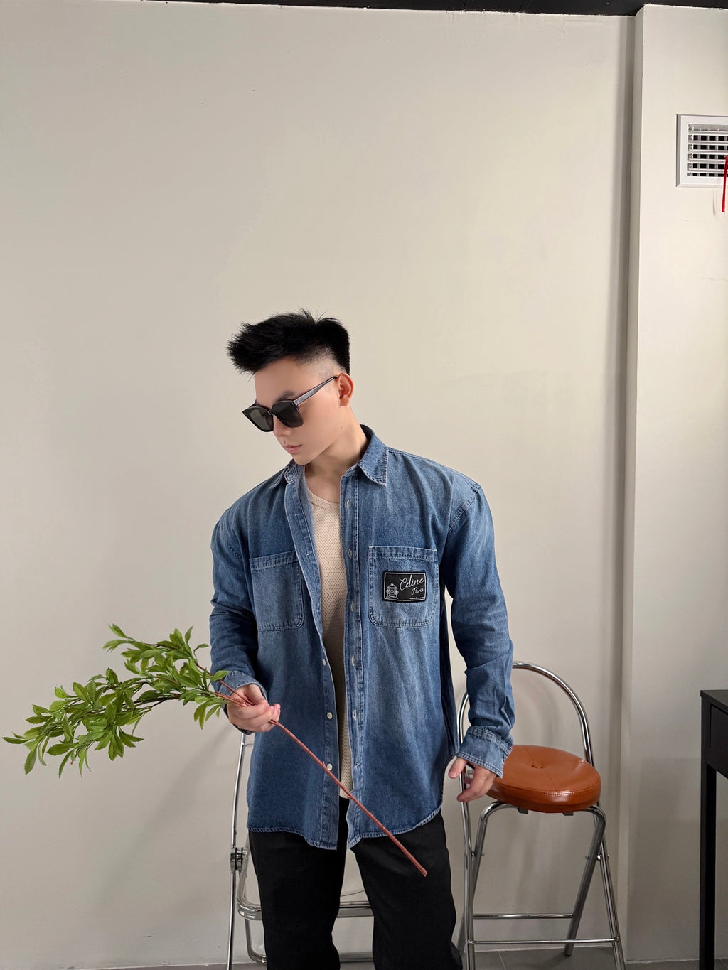 2026 new model GS label-attached denim shirt (BB4019-B35)
