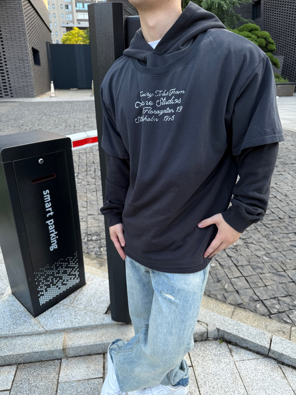 2026 New Model GS Logo Layered Hooded Sweatshirt (CC7005-B85)