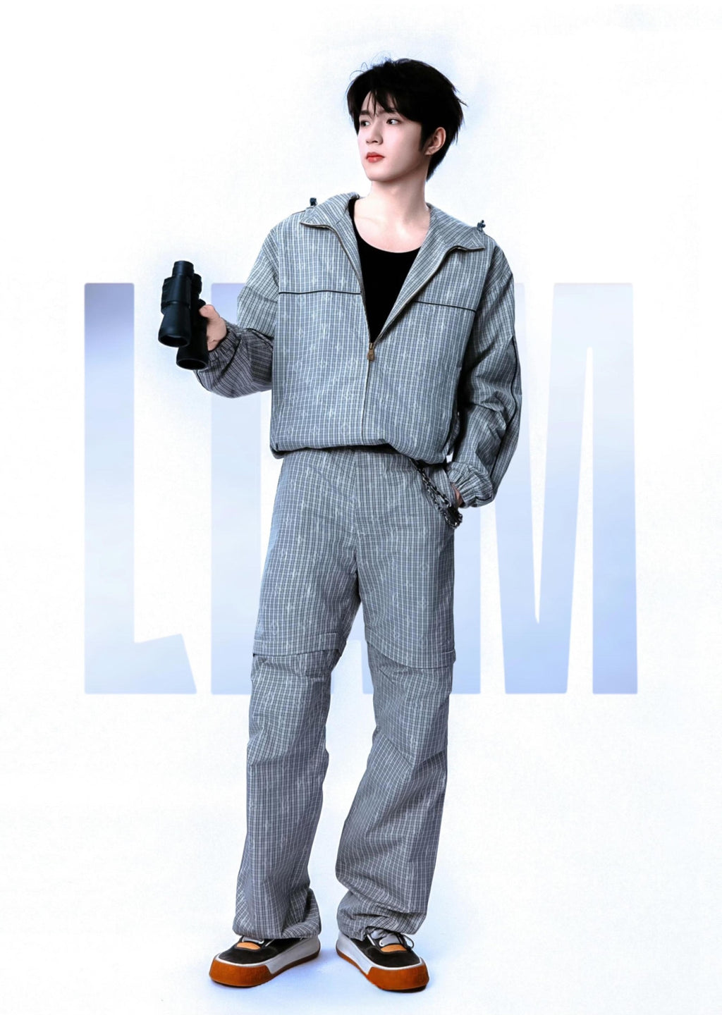 2026 new model GS logo check-pattern lined zipper pants (AA659-B85)