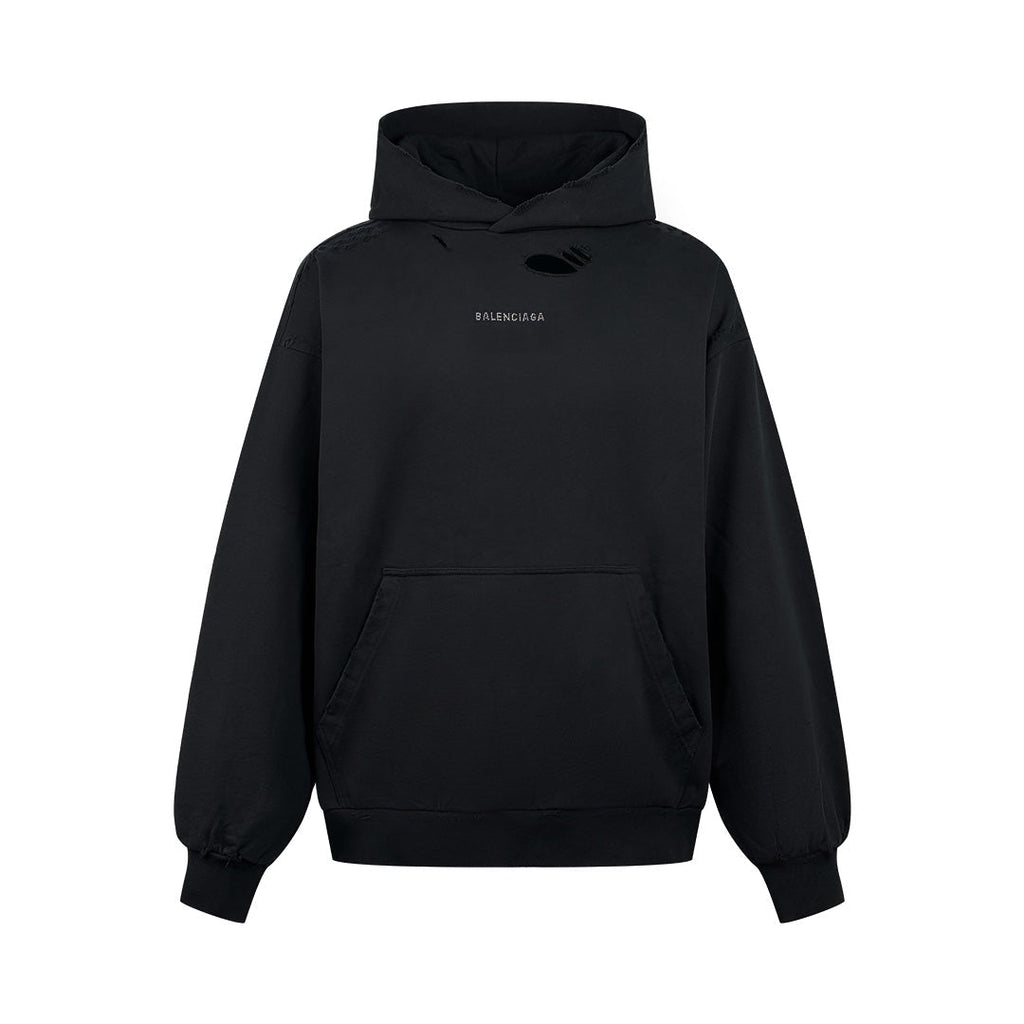 2026 New Arrival: GS Rhinestone-Embellished Hooded Distressed Sweatshirt (25252-B80)