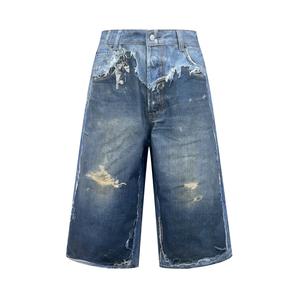 2026 Women’s GS Optical Illusion Print Dyed Denim Shorts (FF721)