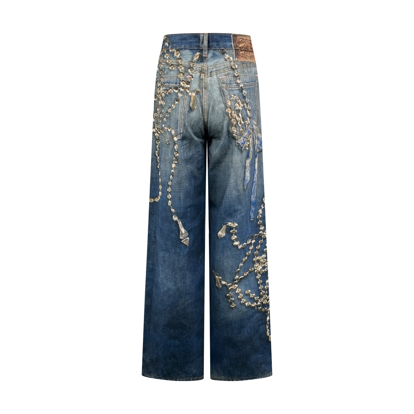 2026 New GS Optical Illusion Print Distressed Denim Trousers (BB851-C05)