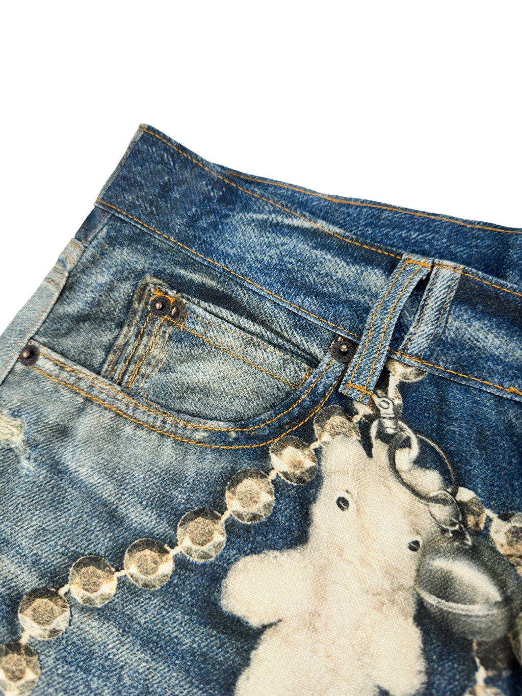 2026 New GS Optical Illusion Print Distressed Denim Trousers (BB851-C05)