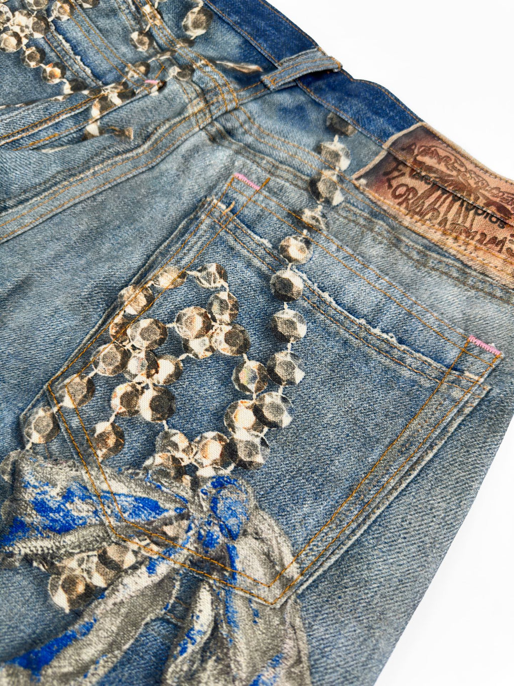 2026 New GS Optical Illusion Print Distressed Denim Trousers (BB851-C05)