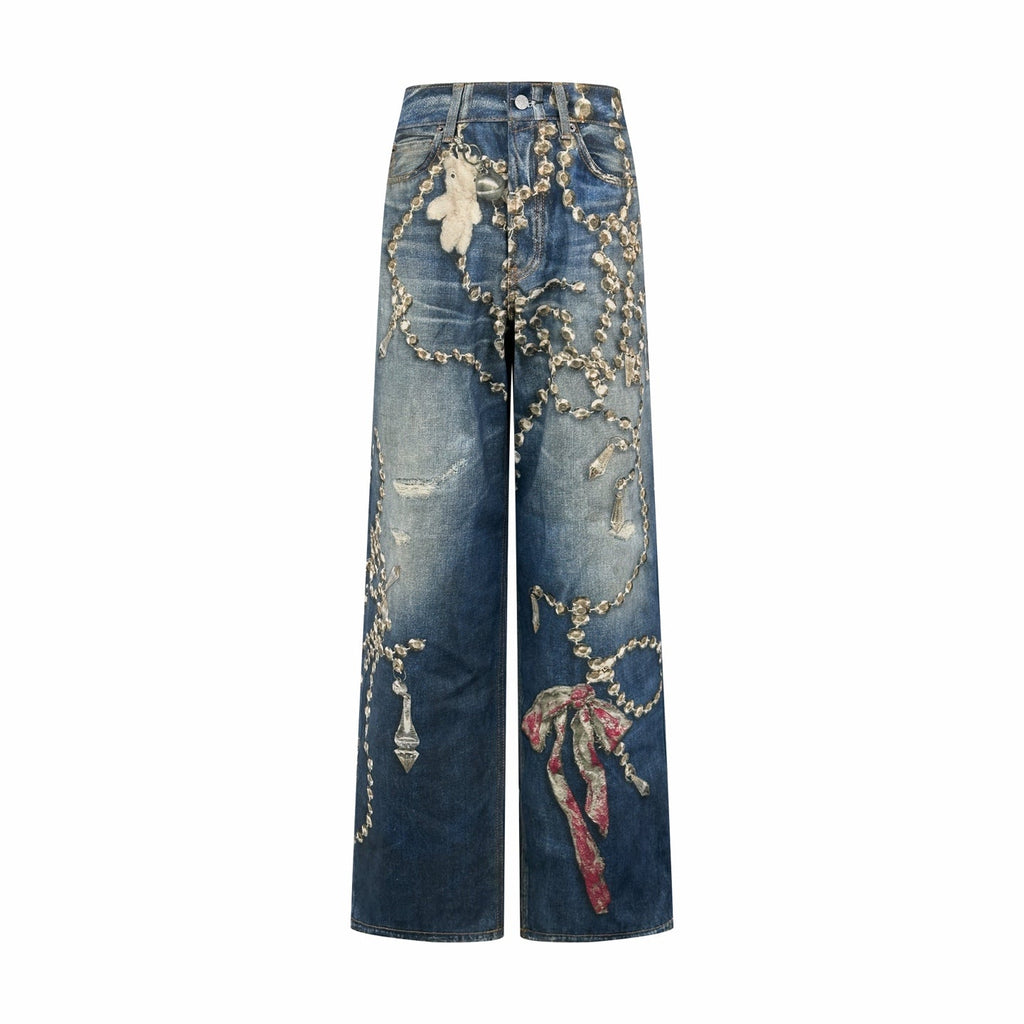 2026 Women's GS Optical Illusion Striped Dyed Jeans (EE416)