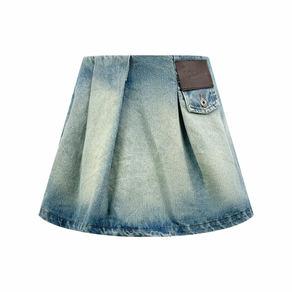2026 Women’s GS Leather Denim Mini Skirt (EE417)