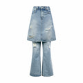 2026 Women's GS Fake Two-Piece Denim Skirt Pants (FF751)