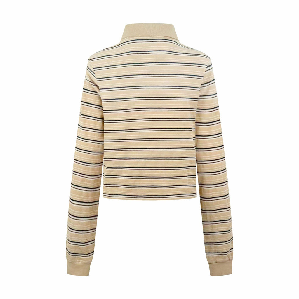 2026 Women's GS Logo Striped Long-Sleeve Polo Shirt (FF753)