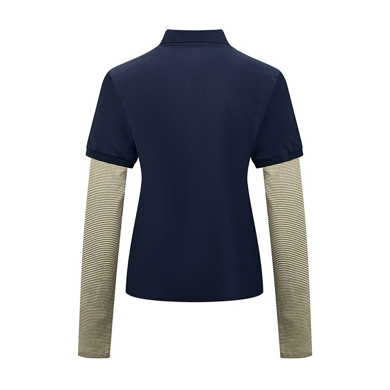2026 Women's GS Logo Fake Two-Piece Polo Collar Long Sleeve (FF799)