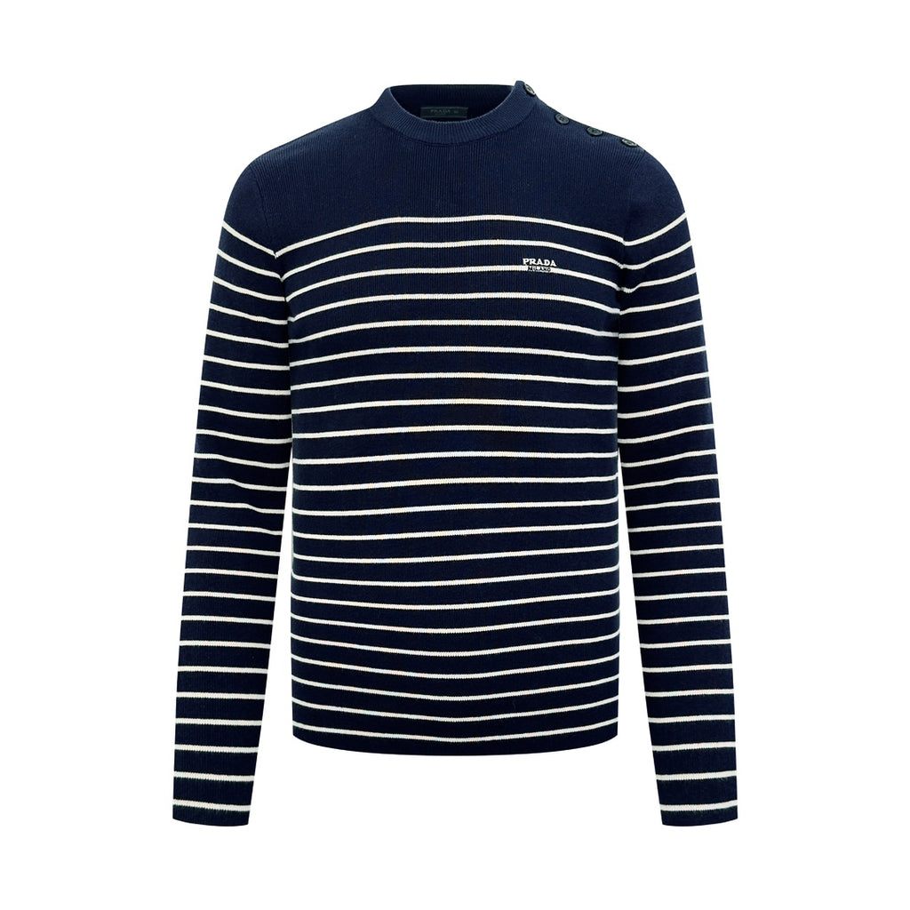 2026 New GS Striped Embroidered Button-Side-Opening Jumper (25342-B35)