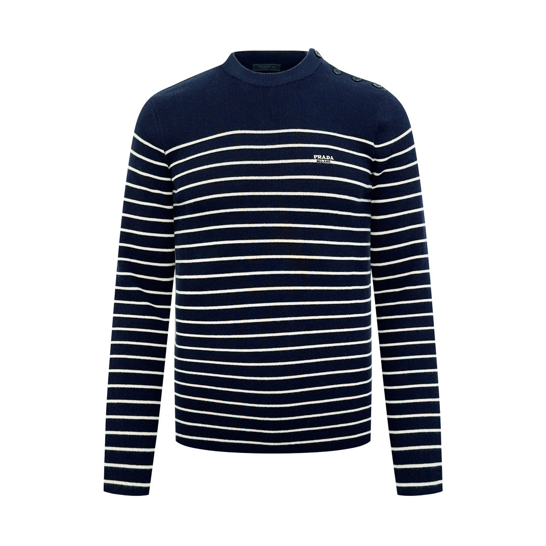 2026 New GS Striped Embroidered Button-Side-Opening Jumper (25342-B35)
