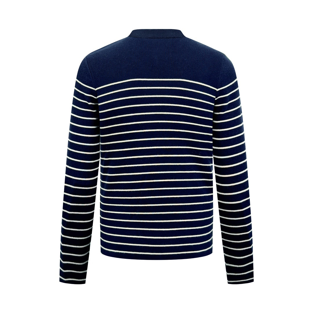 2026 New GS Striped Embroidered Button-Side-Opening Jumper (25342-B35)